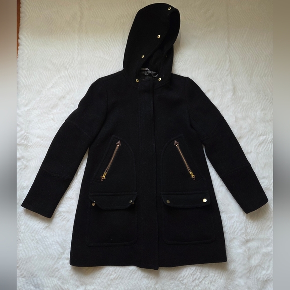 J. Crew Black Pea Coat with Gold Accents - Picture 5 of 15